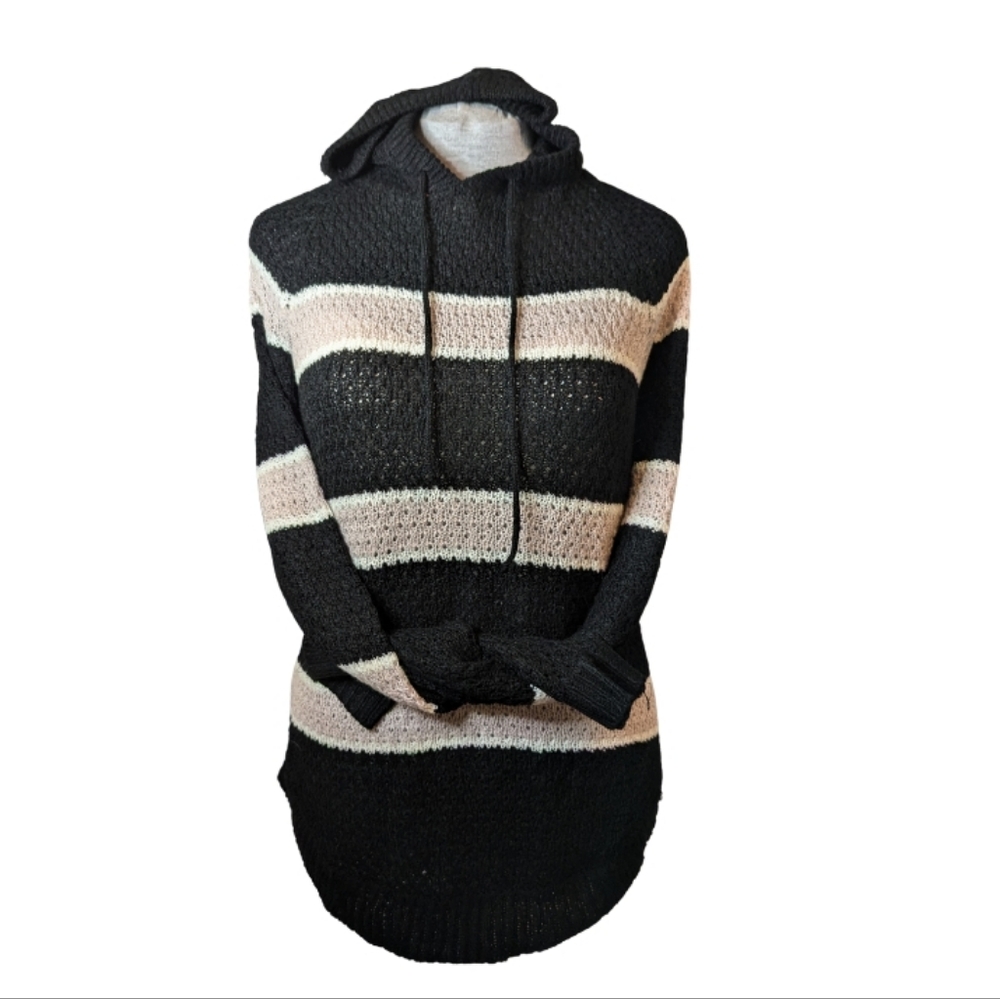 Majora XL stretch knit tan & black hoodie EUC